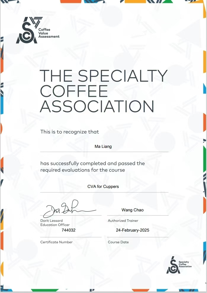 咖啡杯测师认证书